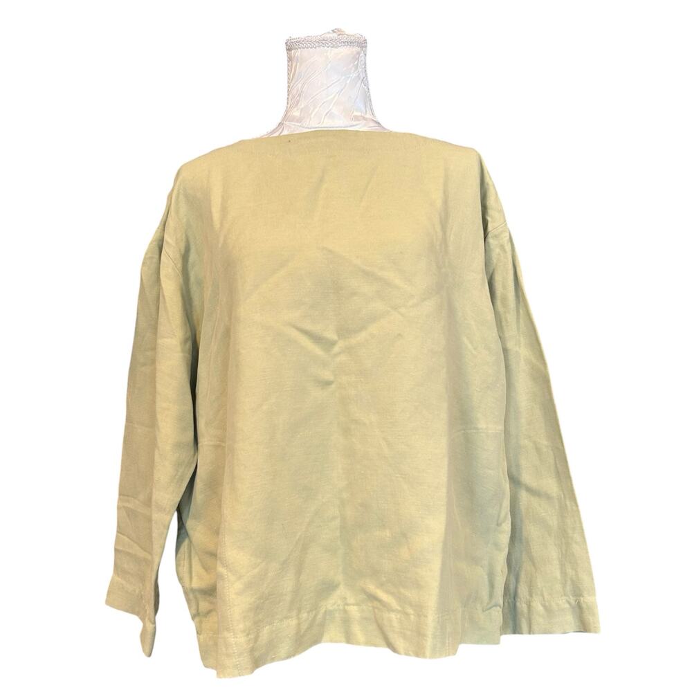 Democracy Green Linen Blend Top Small Made in USA